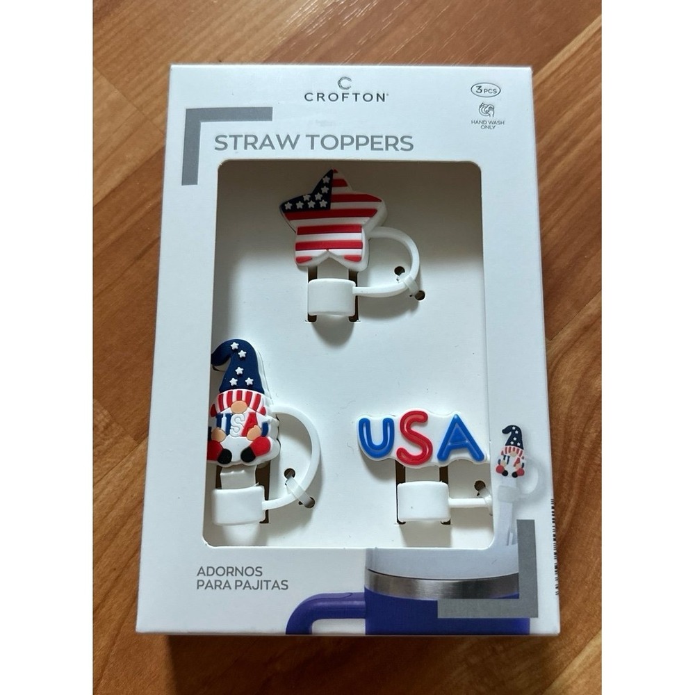 Crofton Americana 3pk Straw Toppers